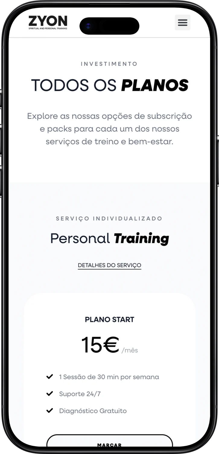 Mobile-first, do hero à subscrição