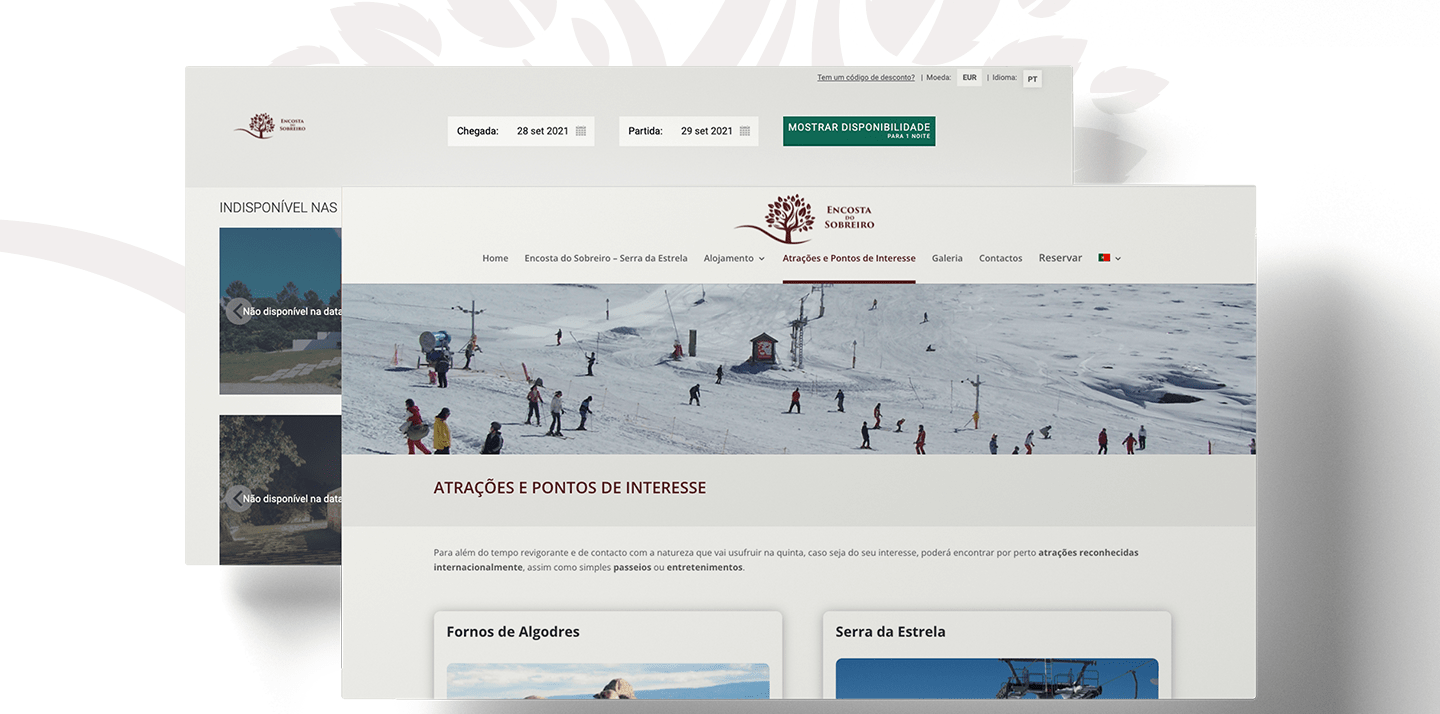 screen das atrações e pontos de interesse do website